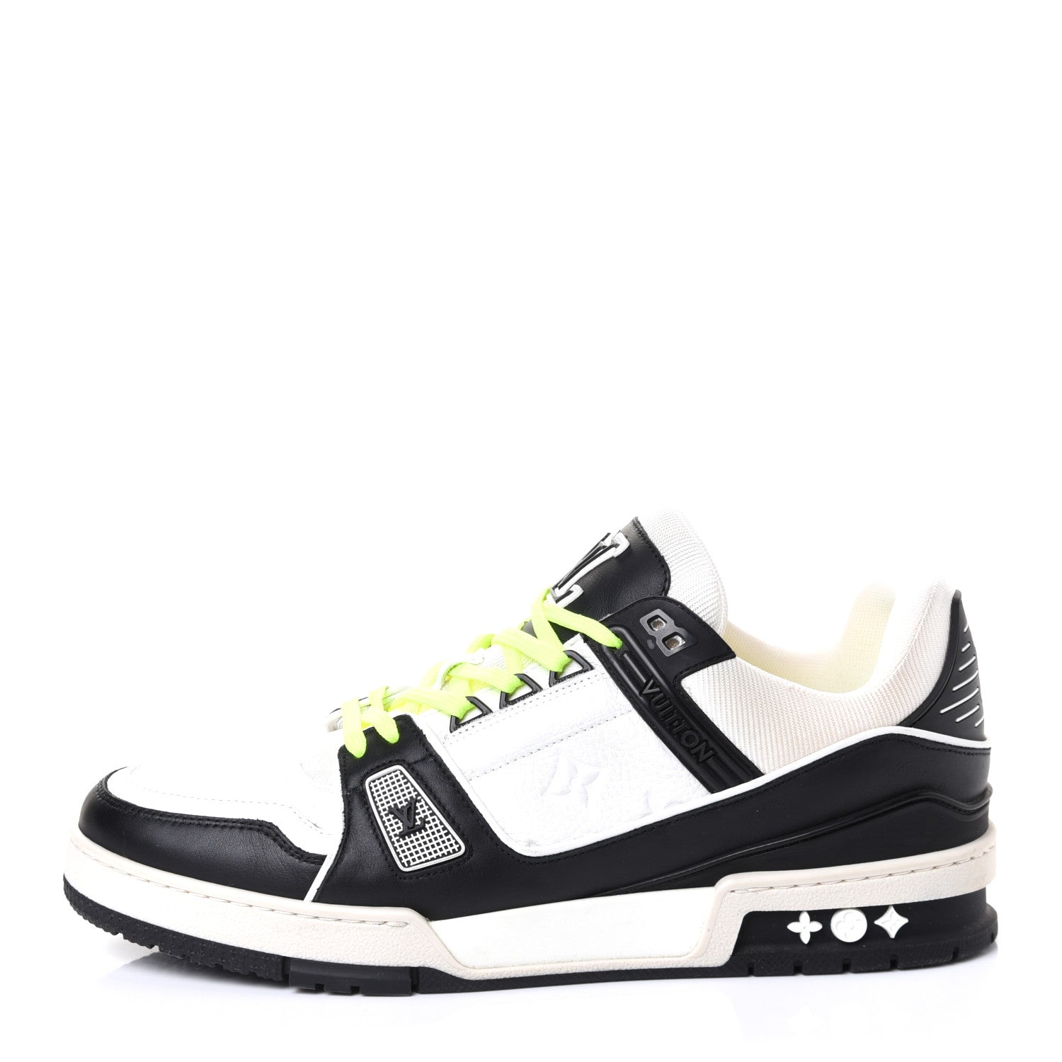 Louis Vuitton Calfskin Patent Mens LV Trainer Sneakers 9 White Black 8 2 of 8