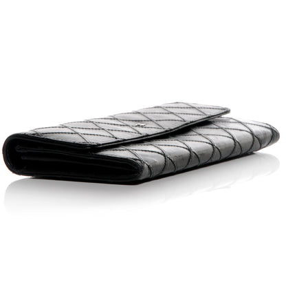 Chanel Lambskin Diamond Stitched Long Flap Wallet Black 4 of 9