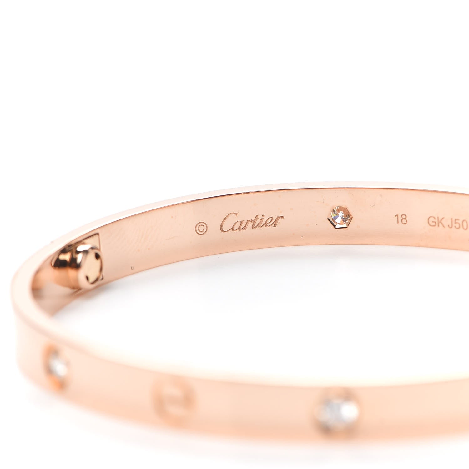 Cartier 18K Pink Gold 4 Diamond LOVE Bracelet 18 5 of 8