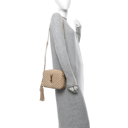 Saint Laurent Calfskin Matelasse Monogram Lou Camera Bag Dark Beige 2 of 12