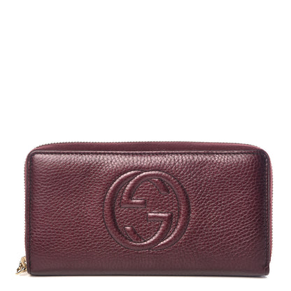 Gucci Metallic Cellarius Calfskin Soho Zip Around Wallet Classic Burgundy 1 of 8
