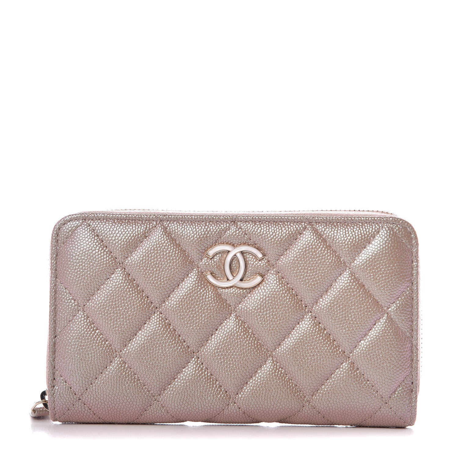 Chanel Iridescent Caviar Quilted Medium Zip Around Wallet Beige 1 of 9