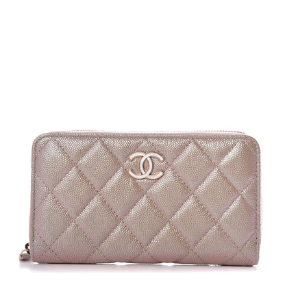 Chanel Iridescent Caviar Quilted Medium Zip Around Wallet Beige 1 of 9