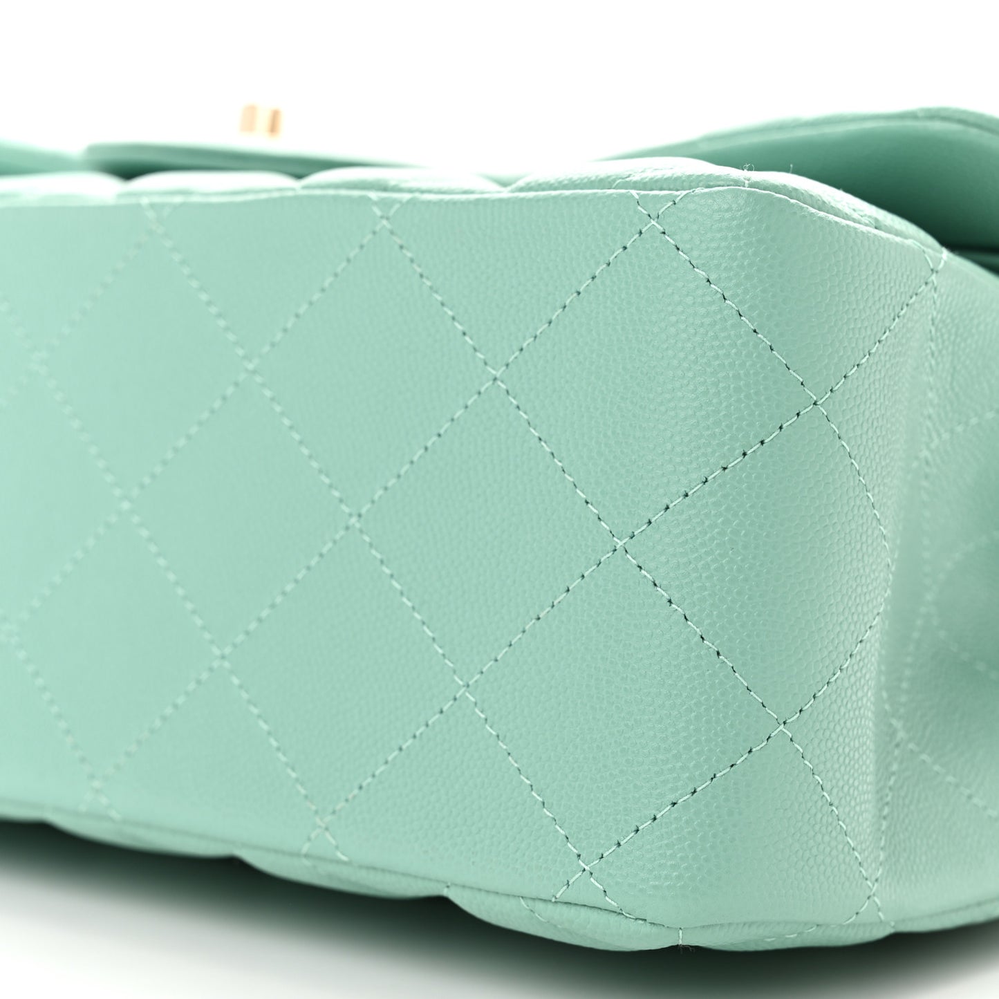 Caviar Quilted Jumbo Double Flap Light Green
