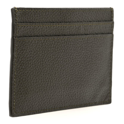 Saint Laurent Grained Calfskin Tiny Cassandre Credit Card Case Dark Khaki 3 of 7