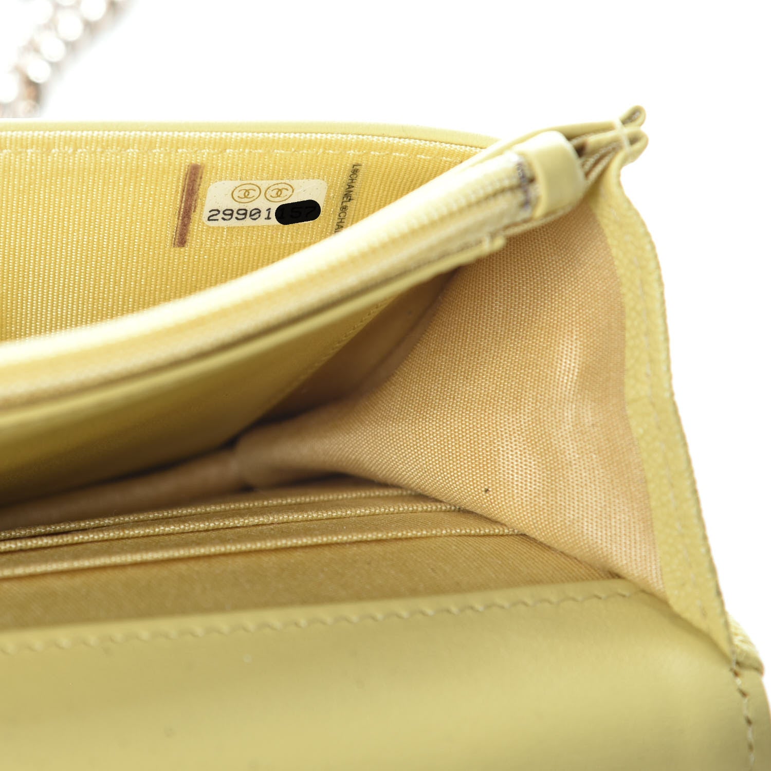 Chanel Caviar Chevron Quilted Boy Wallet On Chain WOC Yellow 7 of 10