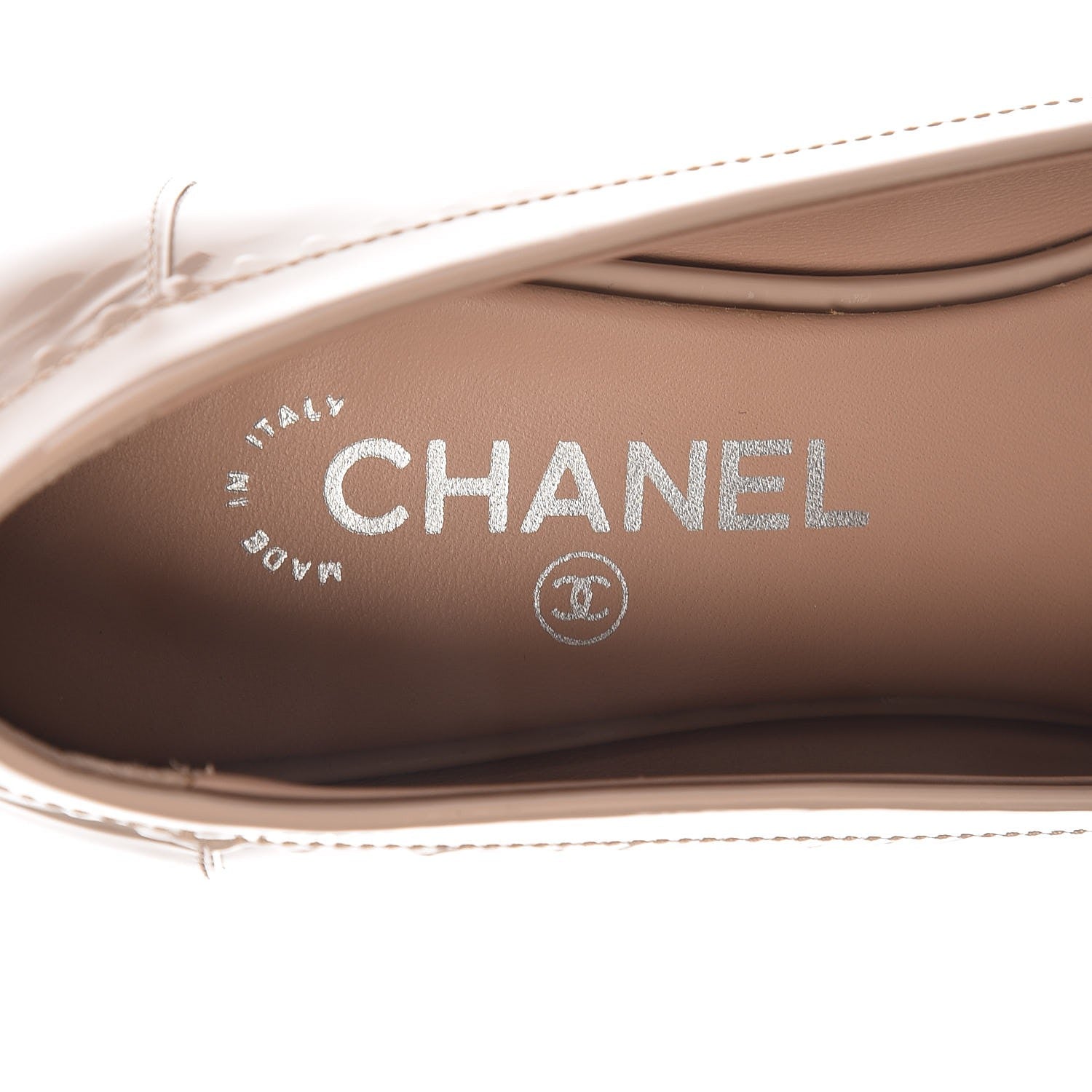 Chanel Patent Calfskin CC Mocassin Loafers 40.5 Beige 7 of 9