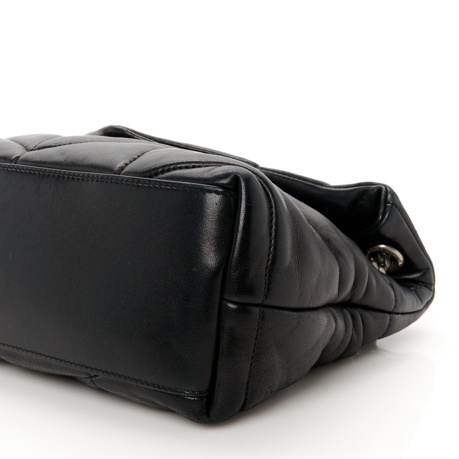 Saint Laurent Lambskin Quilted Small Loulou Puffer Monogram Chain Satchel Black 10 of 11