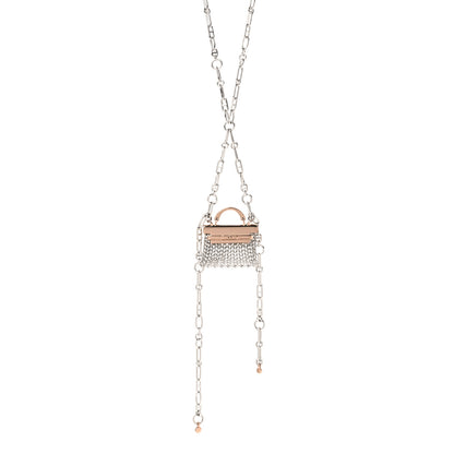 Hermes Sterling Silver 18K Rose Gold Precieux Kelly Long Necklace 1 of 5