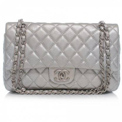 Chanel Lambskin Medium Double Flap Silver 1 of 8