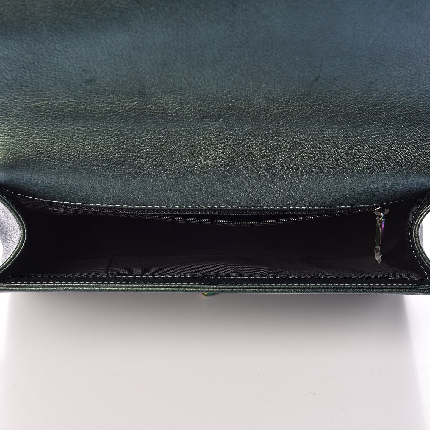 Iridescent Goatskin Quilted New Medium Boy Flap Green