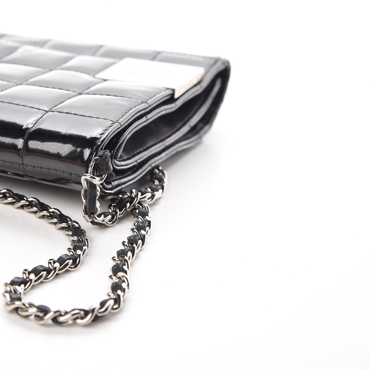 Chanel Patent Chocolate Bar Chain Clutch Black 23 of 23