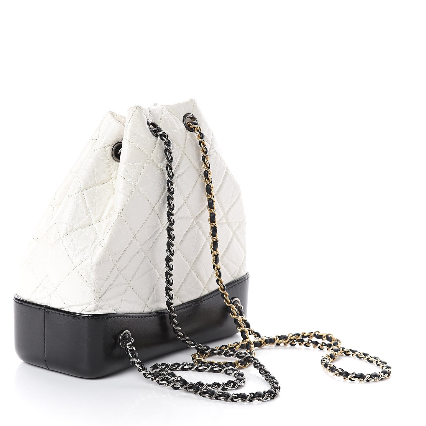 Aged Calfskin Quilted Small Gabrielle Backpack Black White