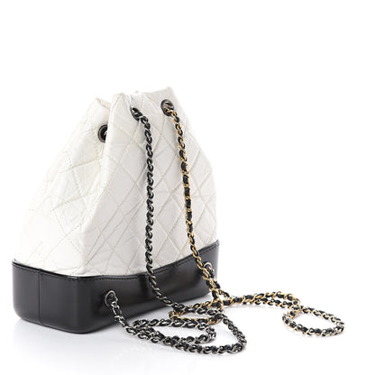 Chanel Aged Calfskin Quilted Small Gabrielle Backpack Black White 2 of 9