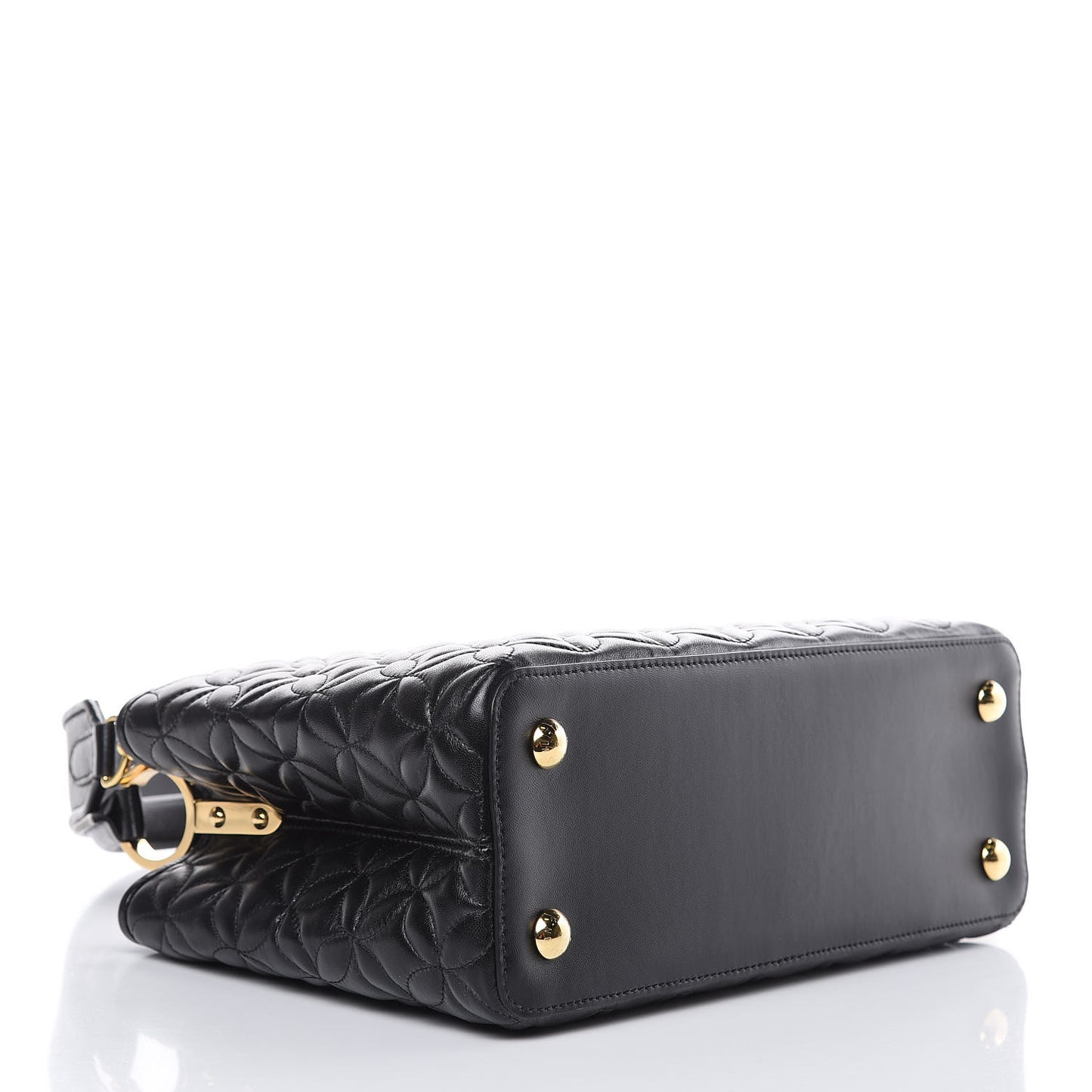 Lambskin Quilted Flower Capucines PM Black