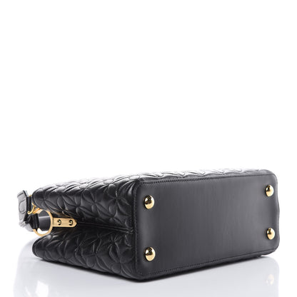 Louis Vuitton Lambskin Quilted Flower Capucines PM Black 4 of 11