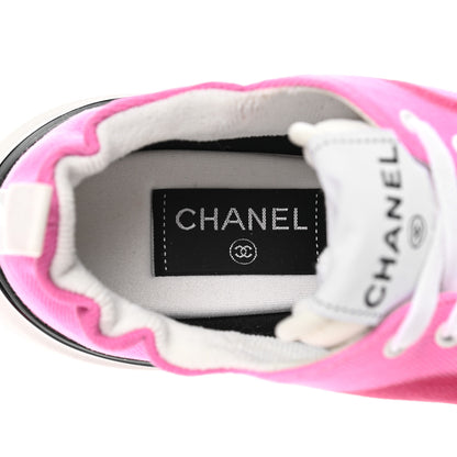 Chanel Denim Suede Calfskin Womens CC Sneakers 38 Pink 6 of 8