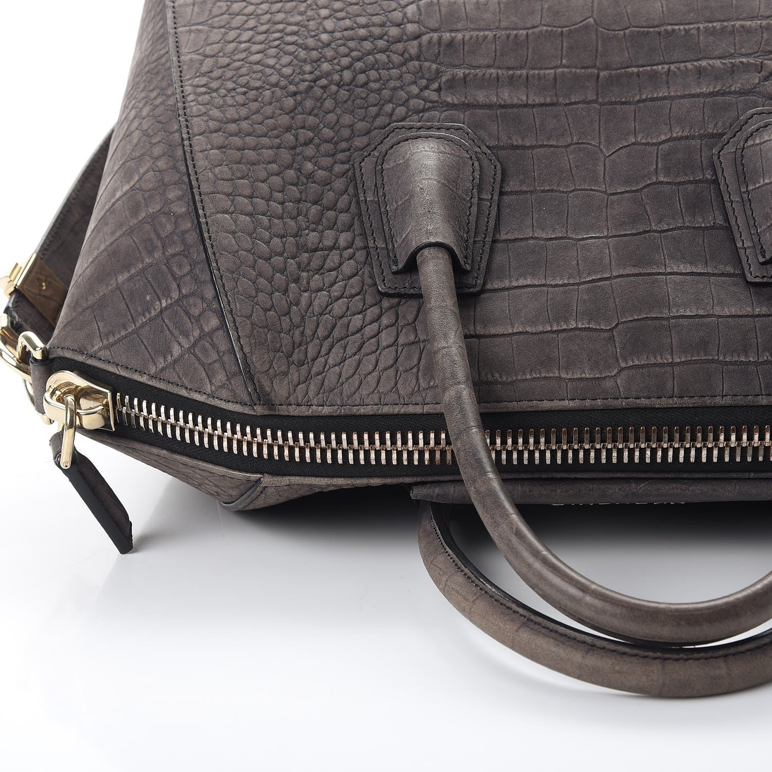 Givenchy Nubuck Crocodile Embossed Medium Antigona Washed Black 13 of 14