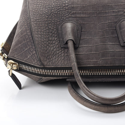 Givenchy Nubuck Crocodile Embossed Medium Antigona Washed Black 13 of 14