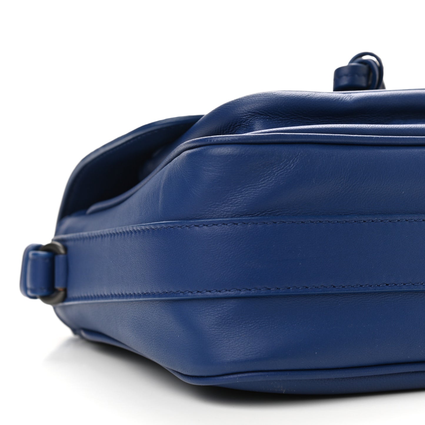 Nappa Intrecciato Mini Saddle Crossbody Blue