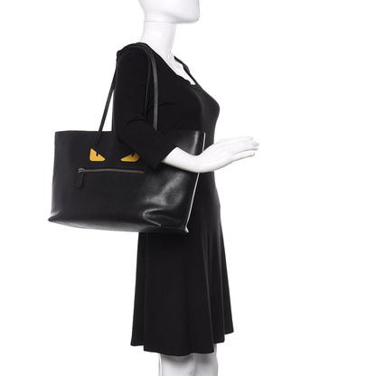 Fendi Vitello Elite Cuoio Monster Buggies Medium Roll Tote Black Multicolor Blue Cobalto 2 of 15