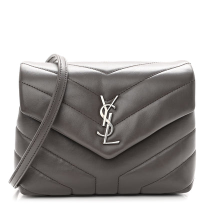 Saint Laurent Calfskin Y Quilted Monogram Toy Loulou Crossbody Bag Storm 1 of 9
