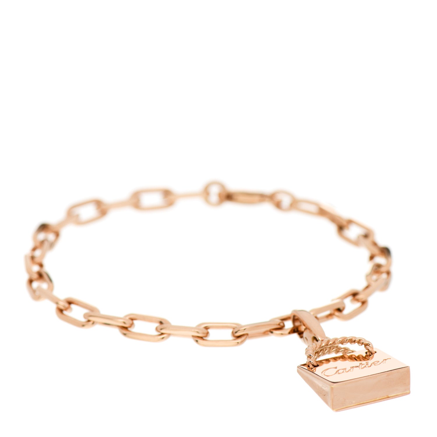 Cartier 18K Pink Gold Shopping Bag Charm Spartacus Link Chain Bracelet 1 of 6