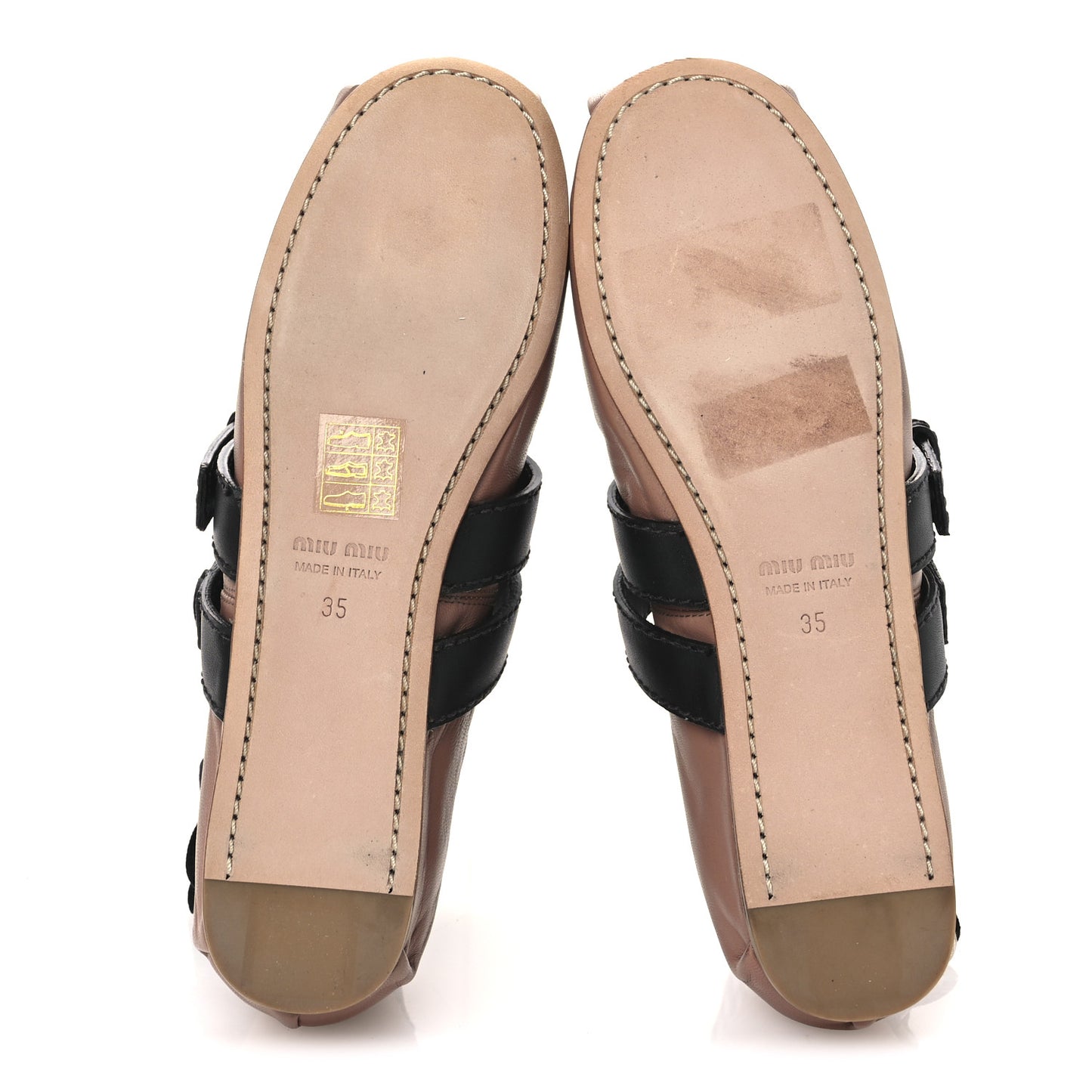 Nappa Double Buckle Ballerina Flats 35 Cammeo Black