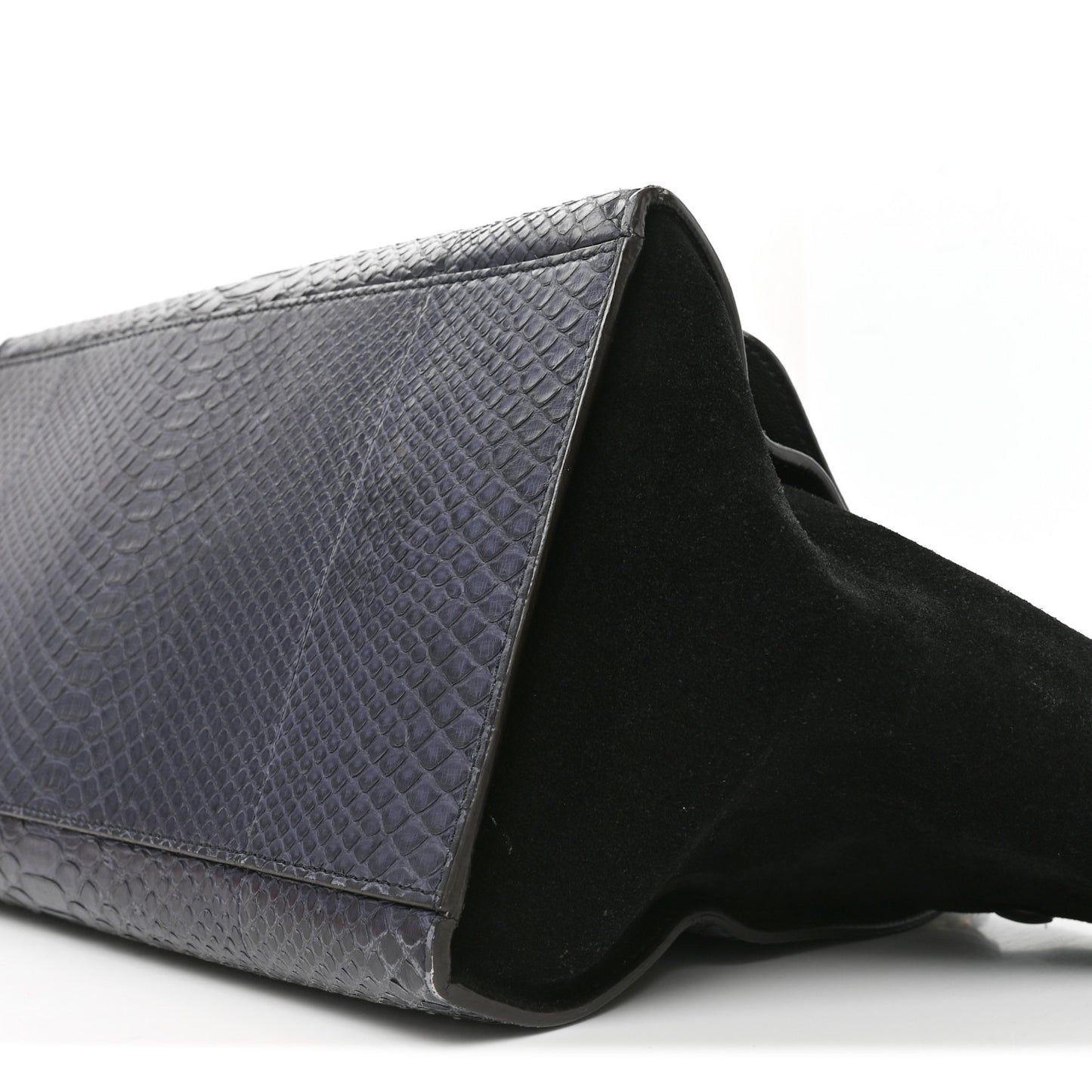Snakeskin Calfskin Medium Trapeze Blue Black