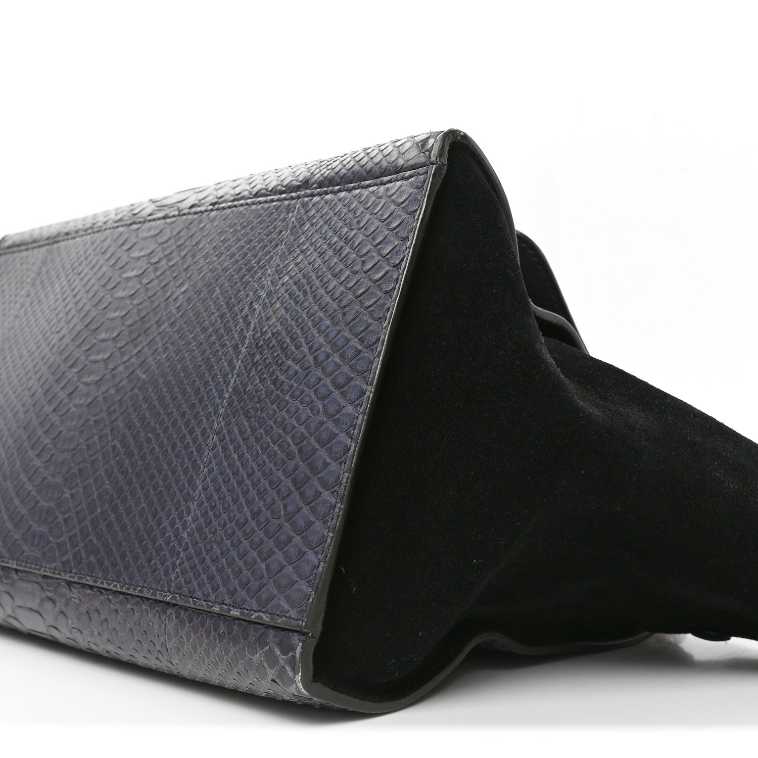 Celine Snakeskin Calfskin Medium Trapeze Blue Black 9 of 10