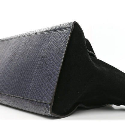 Celine Snakeskin Calfskin Medium Trapeze Blue Black 9 of 10
