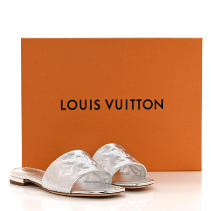 Louis Vuitton Metallic Lambskin Embossed Monogram Revival Flat Mules 37.5 Silver 11 of 11