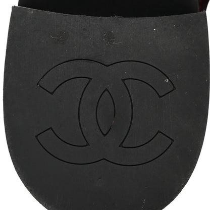 Chanel Lambskin Quilted Cap Toe CC Turnlock Booties 36 Burgundy Black 6 of 9