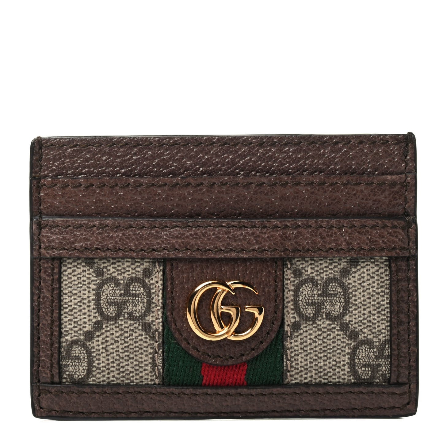 GG Supreme Monogram Ophidia Card Holder Brown