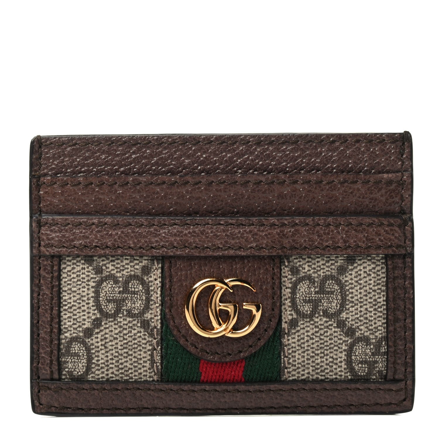 Gucci GG Supreme Monogram Ophidia Card Holder Brown 1 of 3