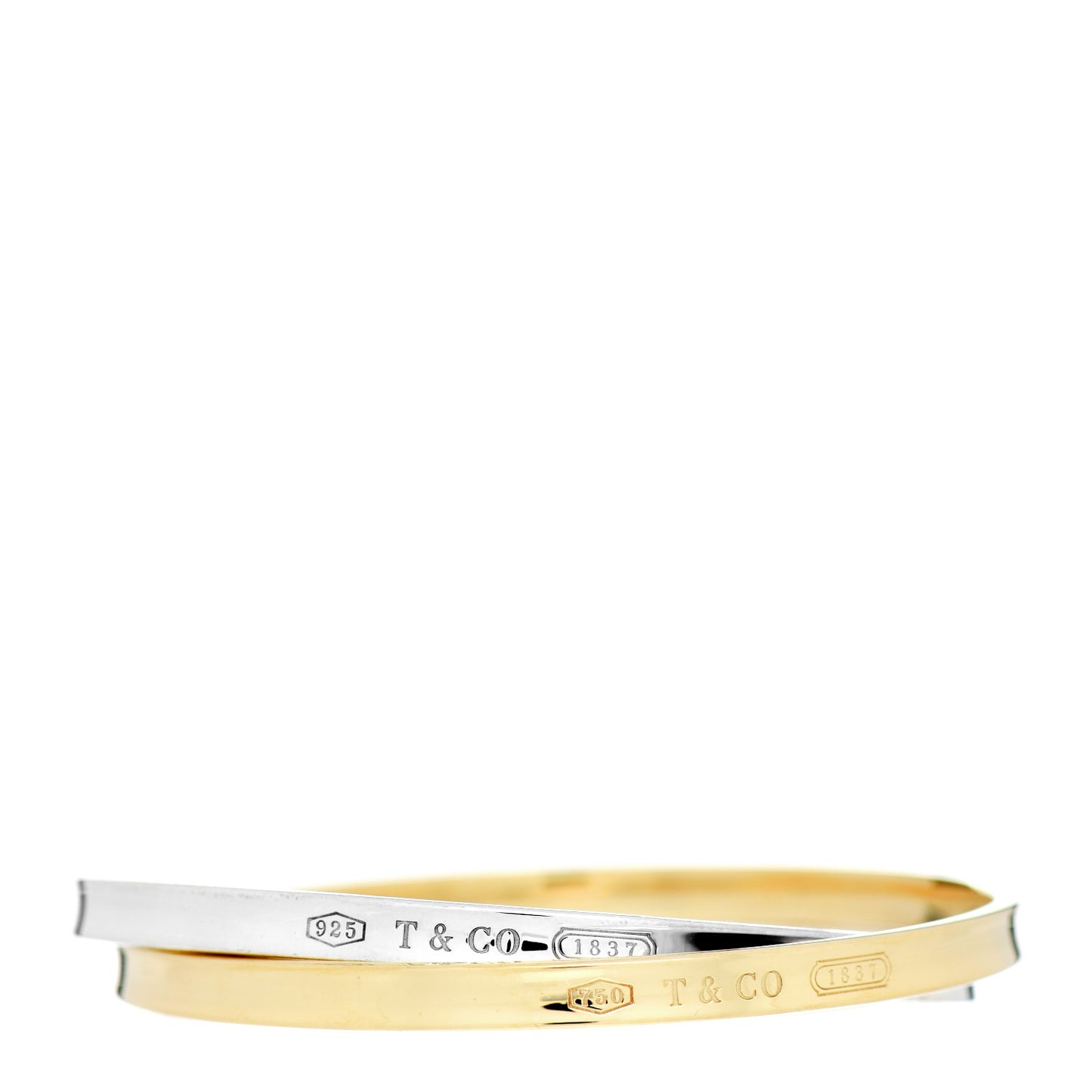 18K Yellow Gold Sterling Silver 1837 Interlocking Bangle Bracelet