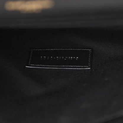Saint Laurent Grain De Poudre Matelasse Chevron Monogram Envelope Clutch Black 7 of 11