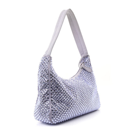 Prada Satin Crystal Mini Re-Edition 2000 Bag Glicine 3 of 11