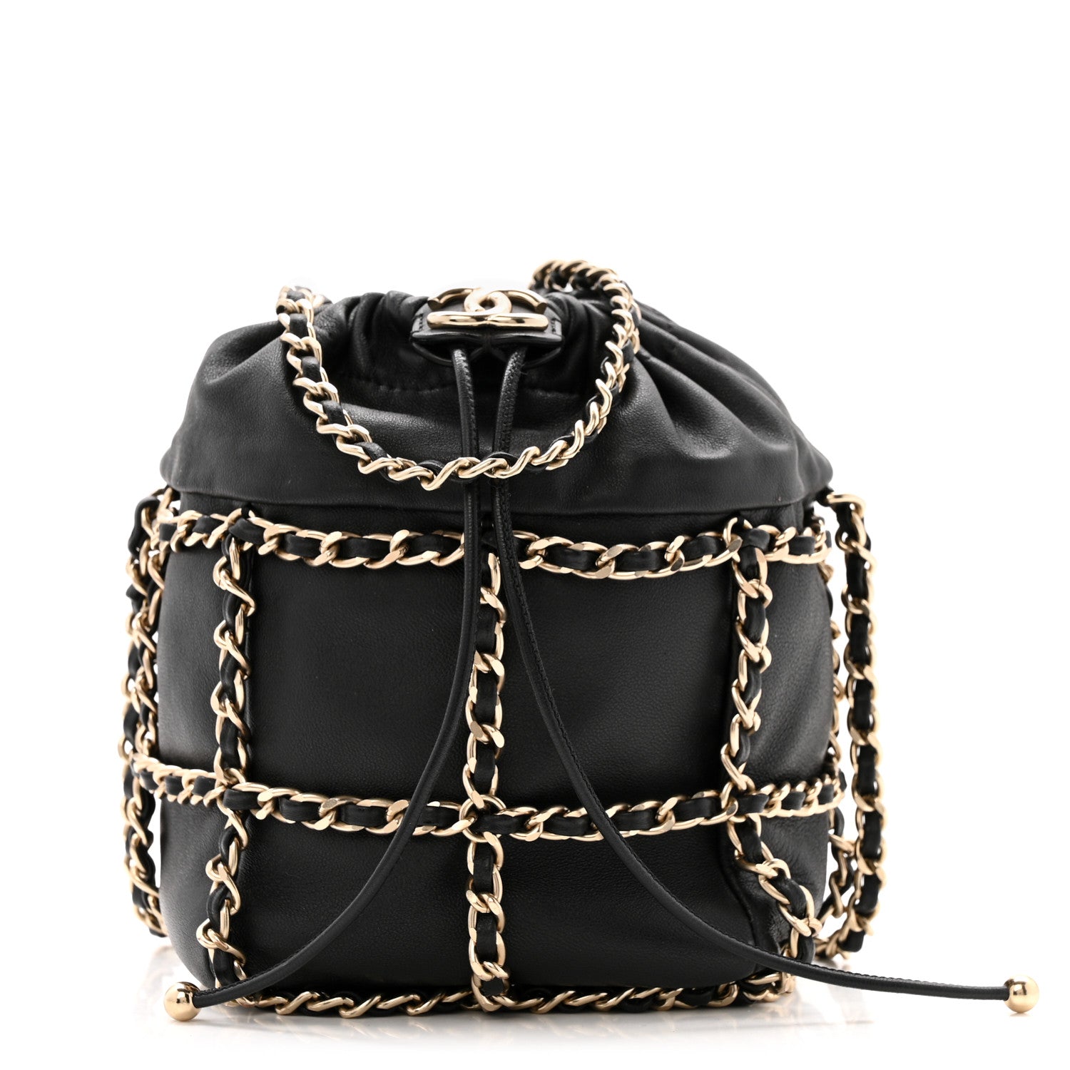 Chanel Lambskin Bucket Chain Drawstring Bag Black 1 of 13