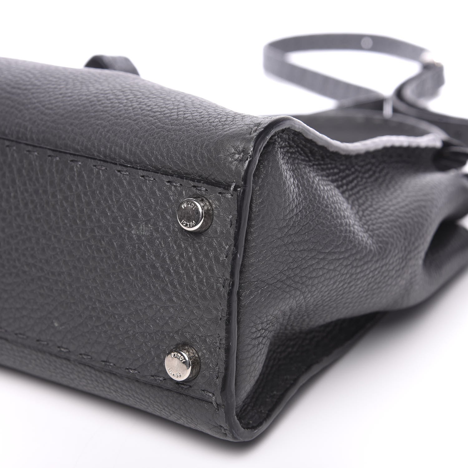 Fendi Cuoio Romano Selleria Bi-Color Medium Peekaboo Iconic Satchel Asfalto Latte 9 of 10