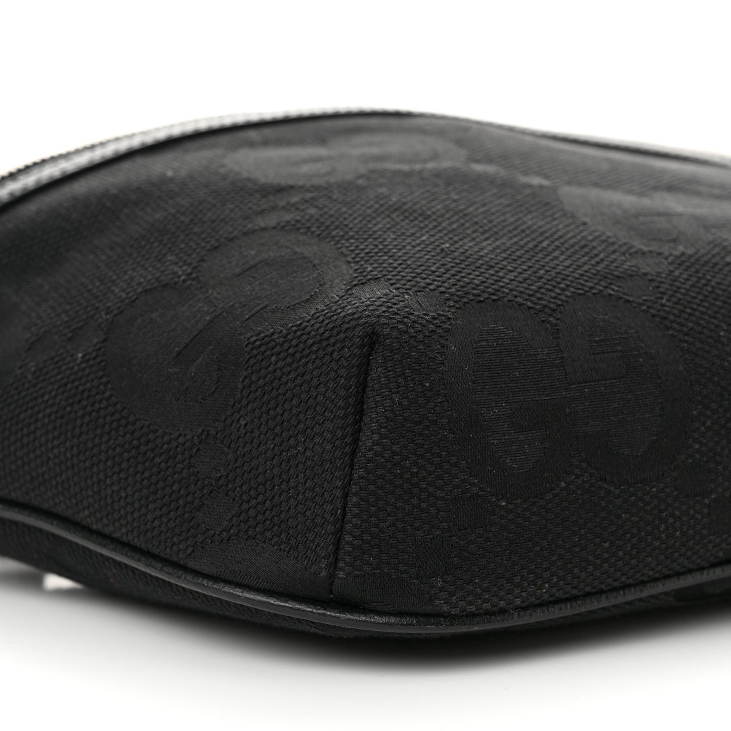 Monogram Jumbo GG Textured Dollar Calfskin Web Belt Bag Black