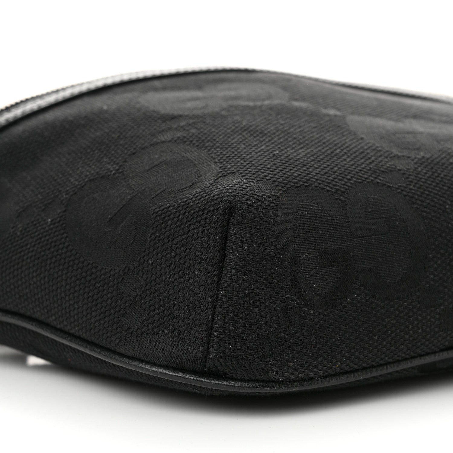 Gucci Monogram Jumbo GG Textured Dollar Calfskin Web Belt Bag Black 8 of 9