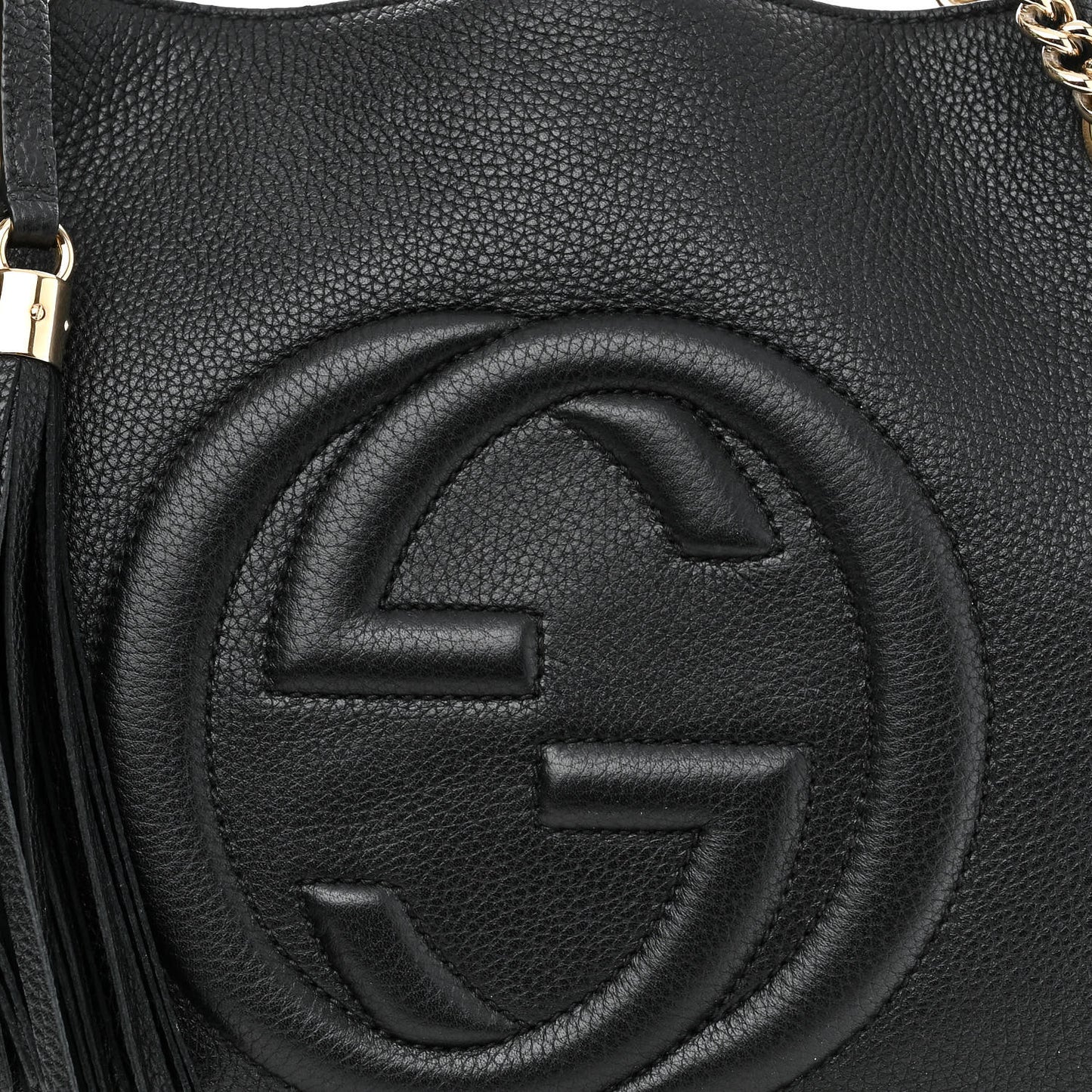 Pebbled Calfskin Medium Soho Chain Shoulder Bag Black