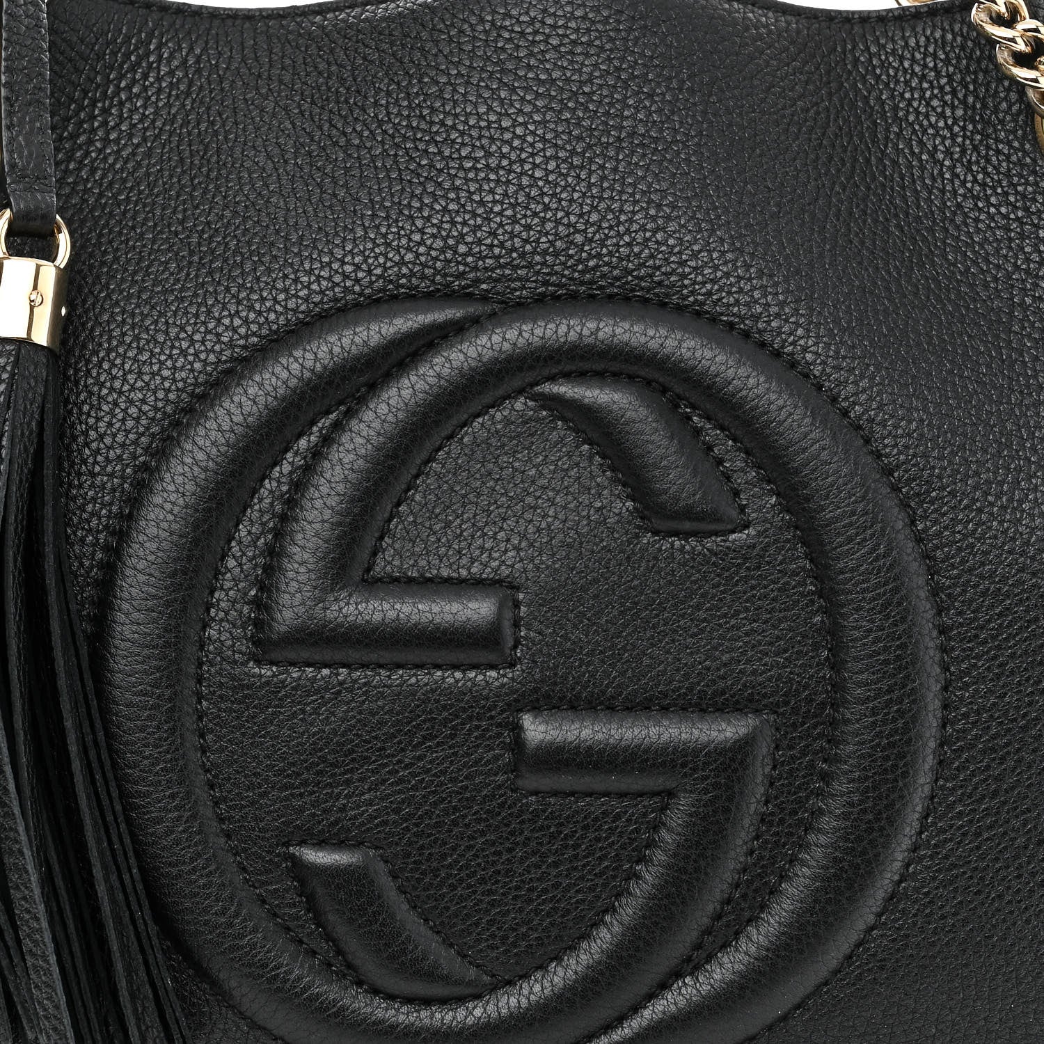 Gucci Pebbled Calfskin Medium Soho Chain Shoulder Bag Black 8 of 10