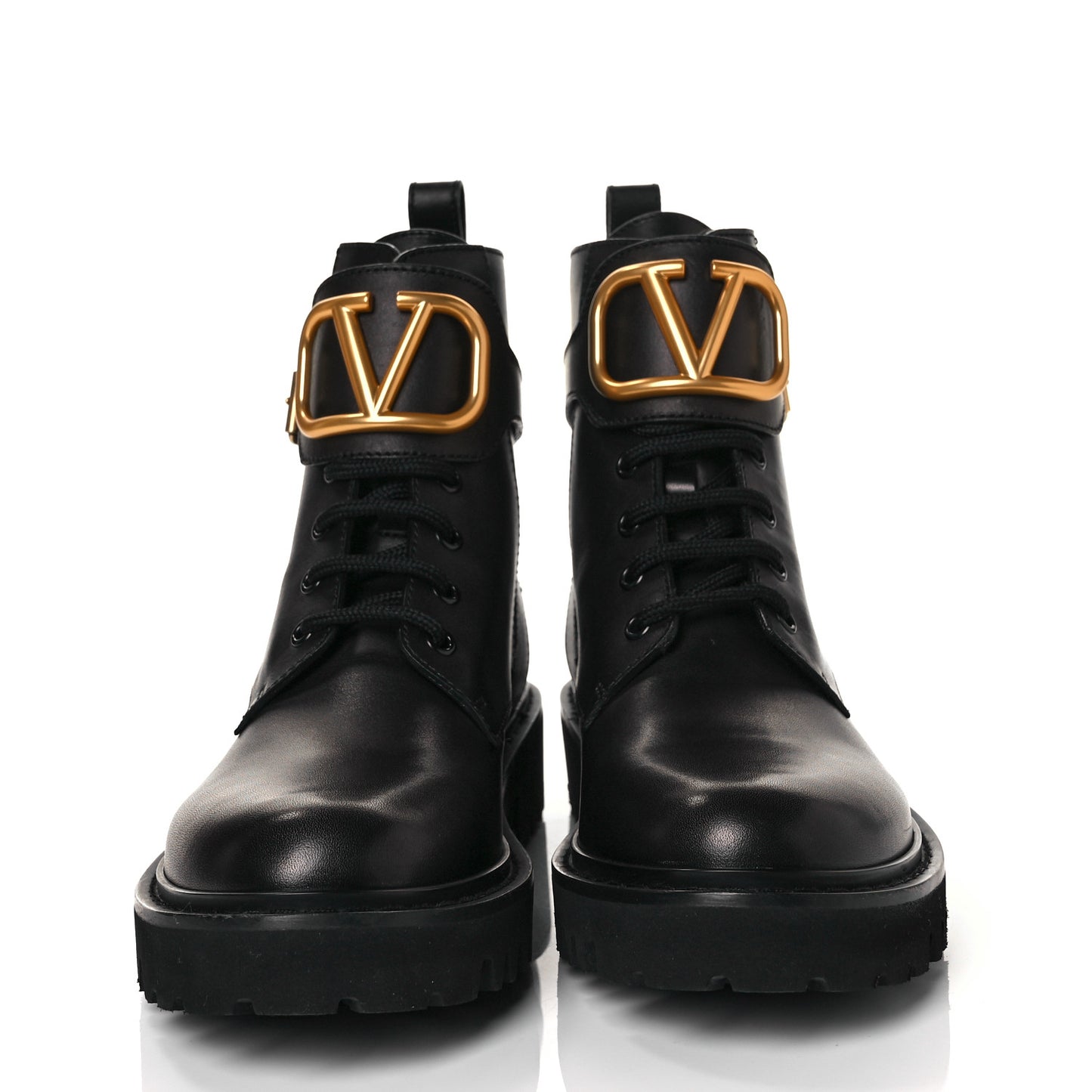 Calfskin Womens VLOGO 35mm Combat Boots 37.5 Black