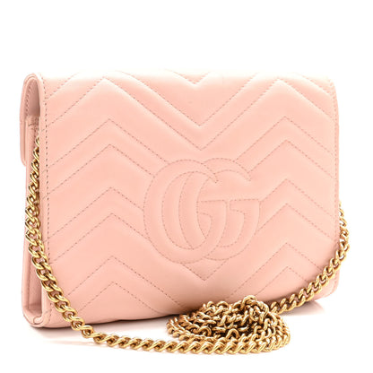 Gucci Calfskin Matelasse GG Marmont Chain Wallet Perfect Pink 3 of 10