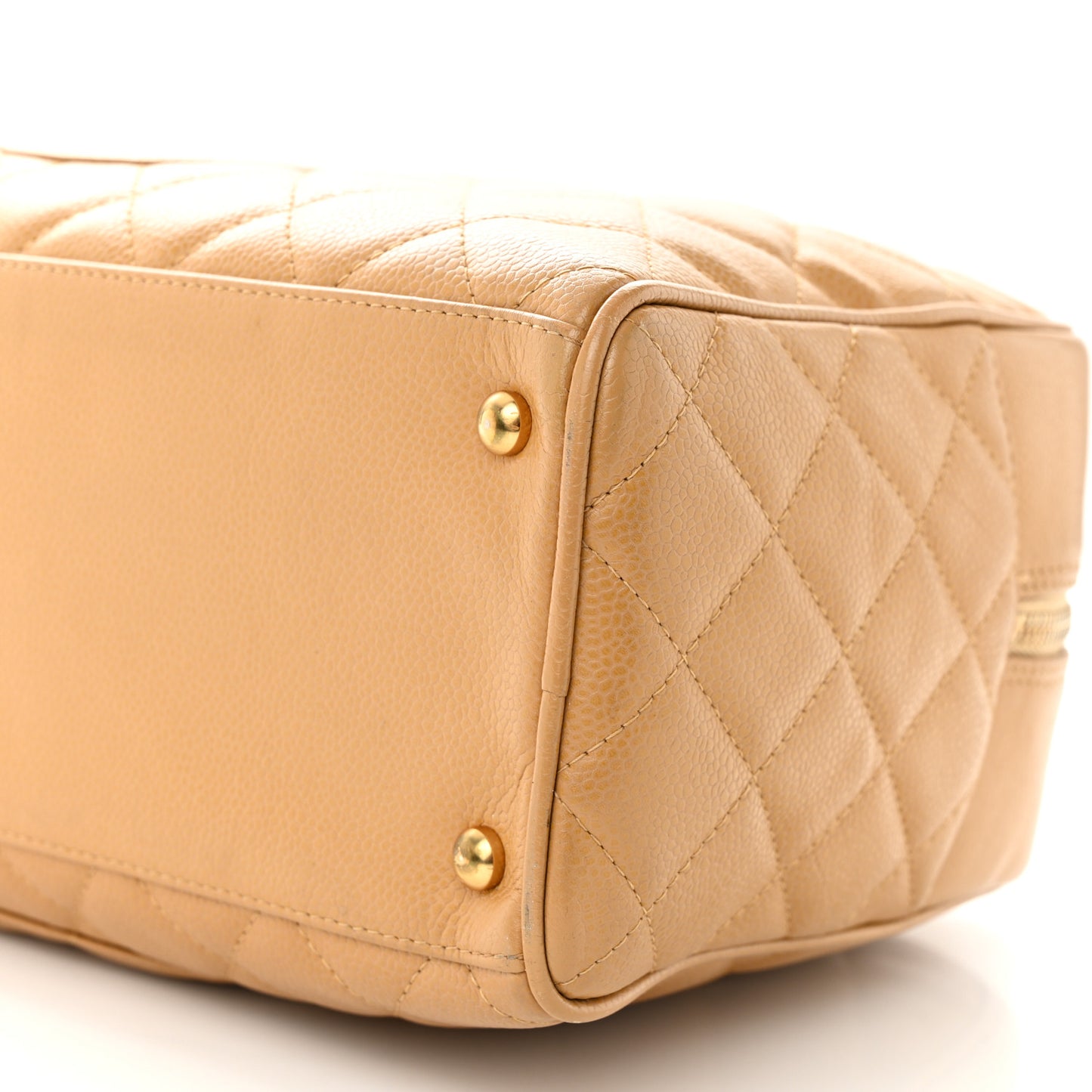Caviar Quilted Large Bowler Bag Beige