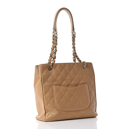 Chanel Caviar Quilted Petit Shopping Tote PST Beige 3 of 20