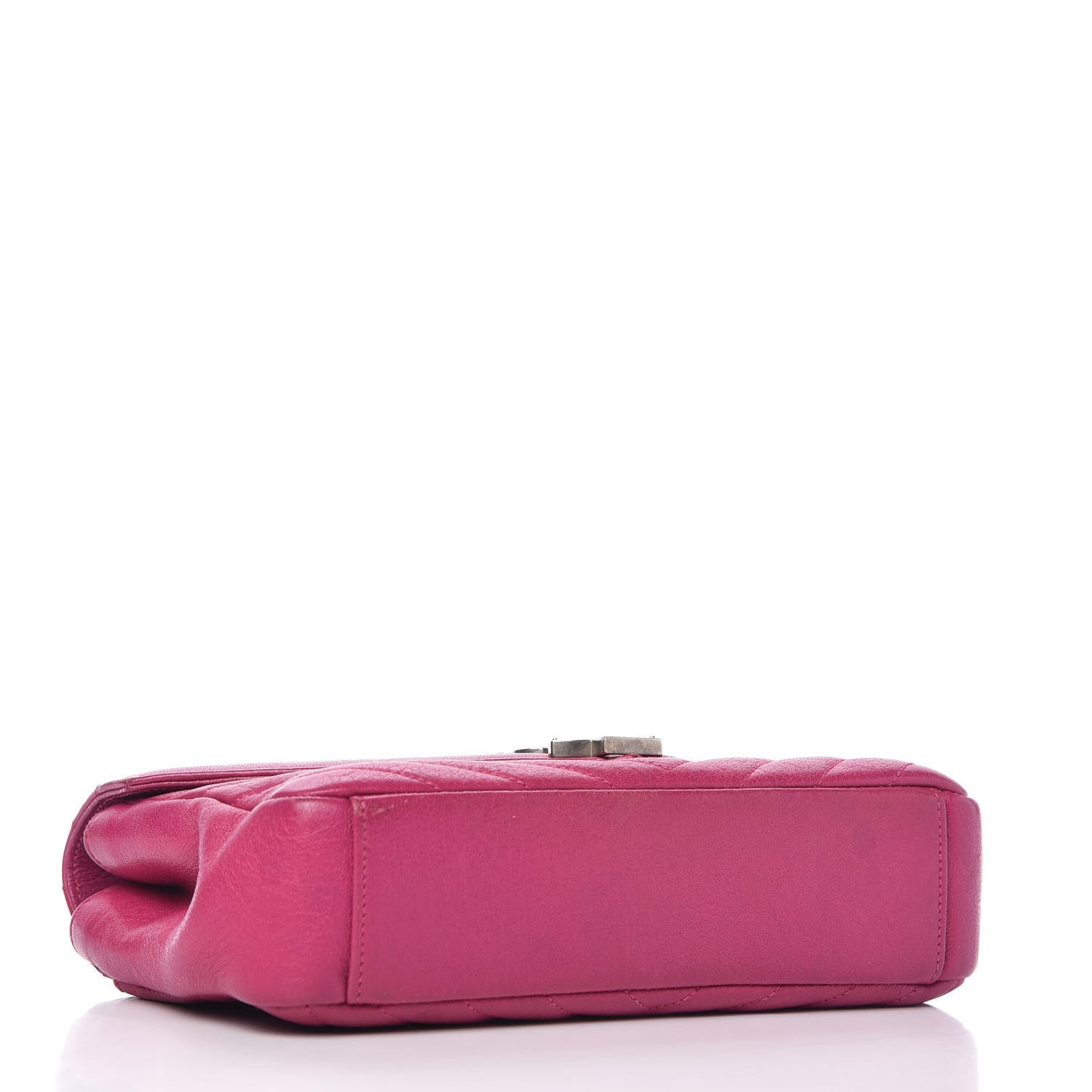 Sheepskin Matelasse Chevron Medium Monogram Chain Bag Electric Pink