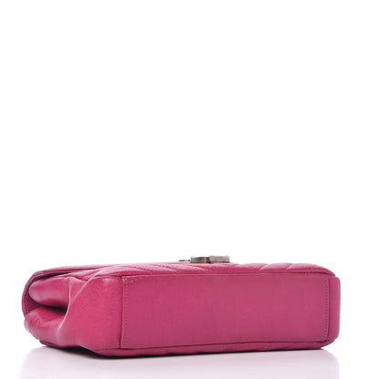 Saint Laurent Sheepskin Matelasse Chevron Medium Monogram Chain Bag Electric Pink 4 of 12